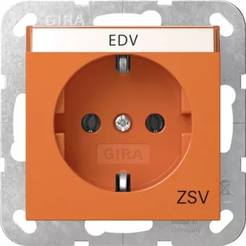 Gira System 55 SCHUKO stopcontact met klepdeksel, kinderslot, oranje 4457109