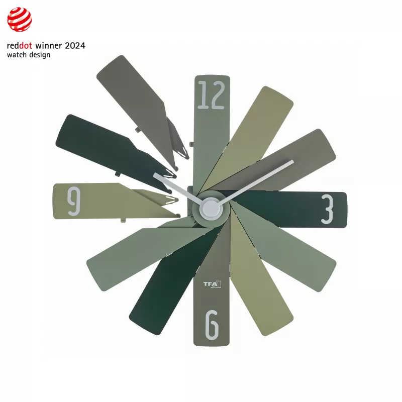 TFA Dostmann 60.3020.04 quartz wandklok 400 mm olijfgroen slepende secondewijzer
