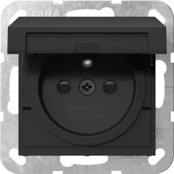 Gira 4488005 SCHUKO-stopcontact met klepdeksel, kinderslot, reinwit glanzend, System 55