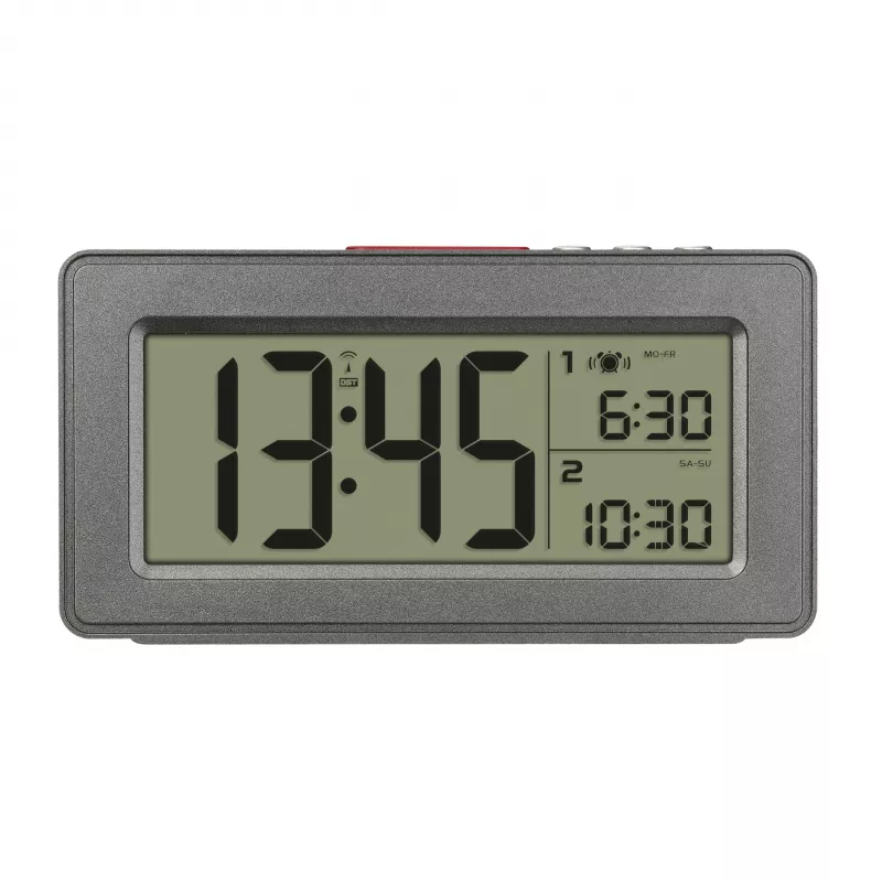 TFA Dostmann 60.2563.10 Radiogestuurde wekker, dubbel alarm, antraciet
