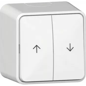 GIRA opbouw-wipschakelaar voor jaloeziebesturing, reinwit, op/neer-pijlen, 250 V, 10 A 315813