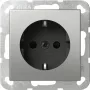 Gira System 55 SCHUKO stopcontact met shutter, edelstaaloptiek 4183600