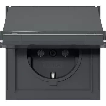 Gira TX_44 Schuko stopcontact met klepdeksel en beschriftingsveld, antraciet 441067