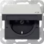 Gira SCHUKO stopcontact met klepdeksel en shutter, edelstaal, 1-voudig, inbouw, 16 A, 250 V 4414600