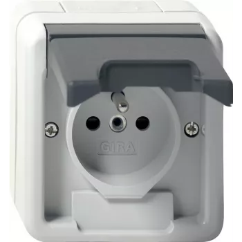 GIRA 448530 Schuko stopcontact met klepdeksel, reinweiß glanzend