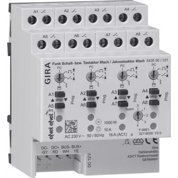 GIRA draadloze schakel-/jaloezieactor DIN-rail 8-kanaals 4A 543500