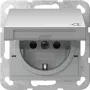 Gira System 55 SCHUKO-stopcontact met klapdeksel en verhoogde aanraakbeveiliging, zuiverwit glanzend 475426