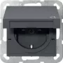 Gira System 55 SCHUKO-stopcontact met klapdeksel, zuiverwit glanzend 475428