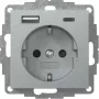 Gira System 55 SCHUKO-stopcontact met USB A/C oplader, aluminium 245926
