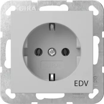 Gira 4458015 SCHUKO stopcontact met EDV-systeem opdruk, zuiverwit glanzend
