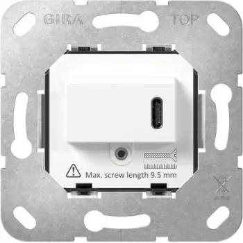 Gira SCHUKO stopcontact inzetstuk met USB Type-C PD, 16 A, 250 V, inbouw, zwart 236200
