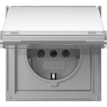 Gira TX_44 SCHUKO-stopcontact met klepdeksel en beschriftingsveld, zuiverwit 441065