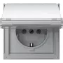 Gira TX_44 SCHUKO-stopcontact met klepdeksel en beschriftingsveld, zuiverwit 441065