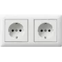 Gira System 55 Schuko-stopcontact 2-voudig voorgemonteerd met raam, zuiverwit glanzend 479303