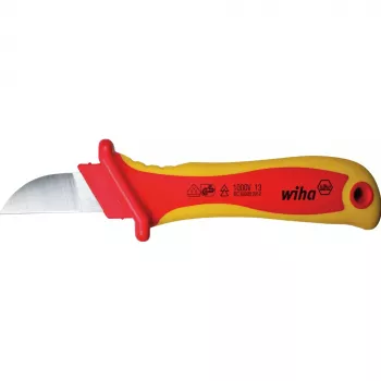 Wiha kabelmes 200 mm met haakblad, geïsoleerd 1000V AC, ergonomische meercomponenten-greep, SB-blisterverpakking 38798