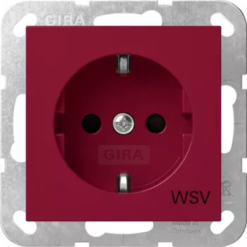 Gira SCHUKO stopcontact Standard 55, verhoogde aanraakbeveiliging, met beschriftingsveld, rood (RAL 3003) 4453108