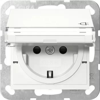 Gira 455703 SCHUKO-stopcontact met klepdeksel, reinwit glanzend, System 55