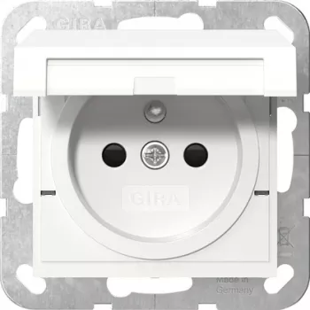 Gira 448803 Schuko-stopcontact met klepdeksel, randaarde, System 55, reinwit glanzend