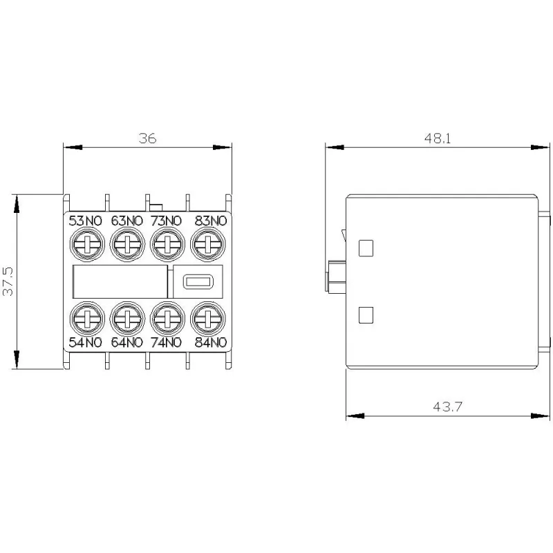 Siemens 3RH2911-1XA40-0MA0 hulpschakelaarblok, 4 NO, schroefaansluiting, zijdelingse montage voor SIRIUS 3RH2/3RT2
