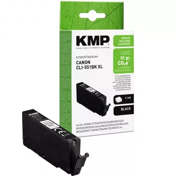 KMP zwarte compatibele inktcartridge voor Canon CLI-551 XL BK (hoge capaciteit, 11 ml, ca. 500 pagina's) 1518,4011