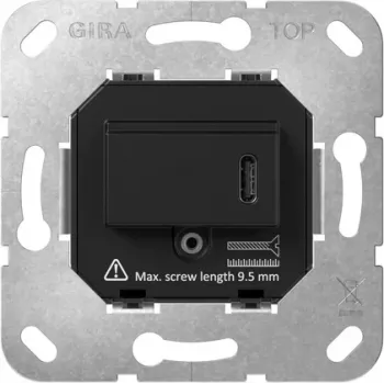 Gira SCHUKO stopcontactinzetstuk met Type-C USB PD oplader, 16 A, inbouw, wit 236300