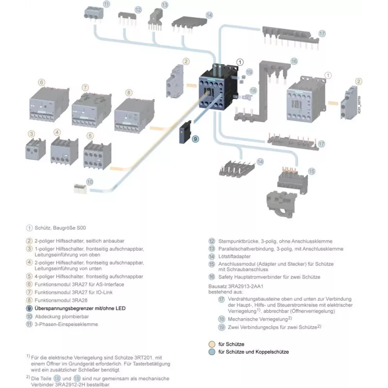 Siemens SIRIUS 3RT2 overspanningsbeveiliging, varistor, 48-127 V AC/70-150 V DC, voor contactors S00-S3 3RT29161BC00