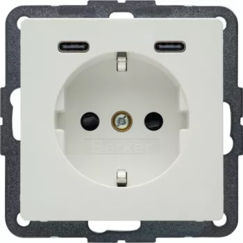 Hager Berker Q.x SCHUKO stopcontact met USB-C PD 20W, polarwit 48156089