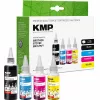 KMP PRINTTECHNIK navulinktset voor Brother BTD180BK/C/M/Y – zwart 110ml, cyaan/magenta/geel elk 50ml (compatibel) 1555,0005