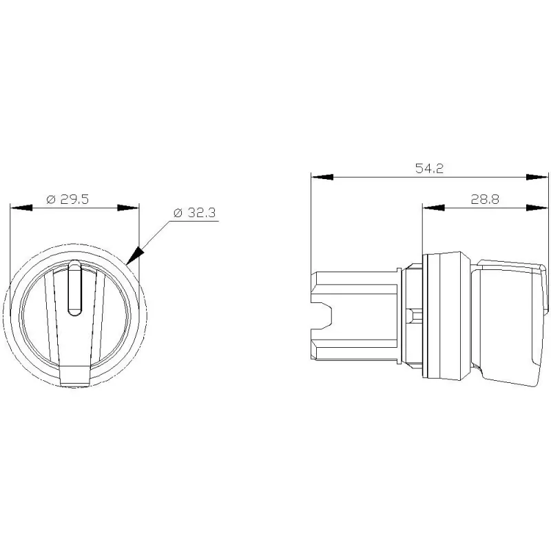 Siemens SIRIUS ACT keuzeschakelaar front-element, kunststof, wit, 2-posities, vergrendelend, 22mm 3SU1002-2BP60-0AA0