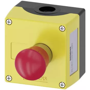 Siemens SIRIUS ACT 3SU18010NE004AB2 bodemmontage-bedieningspaneel met rode drukknop met draai-ontgrendeling, 1 NO, IP66/67/69K, grijs