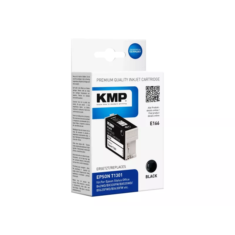KMP E166 zwarte compatibele inktcartridge voor Epson Stylus Office & WorkForce (25 ml, High Yield, vervangt T1301) 1618.4001