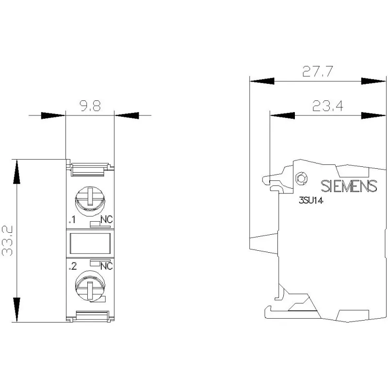 Siemens SIRIUS ACT contactmodule 3SU1400-1AA10-1MA0, 1 NO + 1 NC, schroefklem, 500 V AC/DC