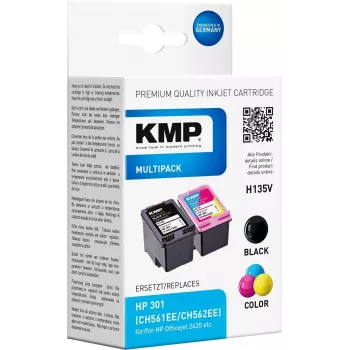 KMP MULTIPACK H135V – 2-pack inktcartridges zwart & driekleurig (alternatief voor HP 301XL)
