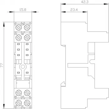Siemens LZS:RT78725 relaissokkel voor 15mm SIRIUS RT-serie relais, schroefklemmen, DIN-rail montage, zwart