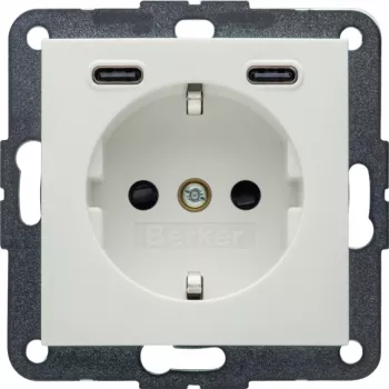 Hager Berker 48151909 Schuko-stopcontact met USB-C 20W PD, S.1, polarwit glanzend