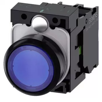 Siemens SIRIUS ACT LED-drukknop compleet, kunststof, blauw, 1NO+1NC, 24V AC/DC LED 3SU1102-0AB50-1BA0