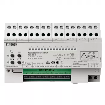 JUNG RS8REGHE universeel relaissstation, 8-kanaals KNX schakelactor, DIN-rail, 16 A per kanaal