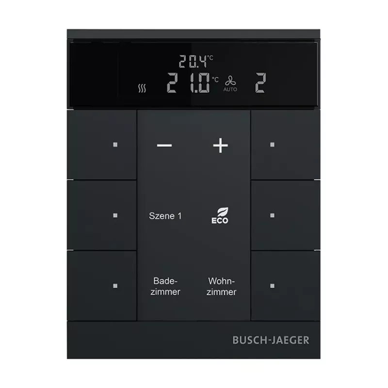 Busch-Jaeger ruimtetemperatuurregelaar 6-voudig, matzwart SBR-F-6.0.11-885 (2CKA006220A0900)