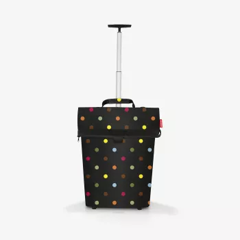 Reisenthel Trolley M boodschappentrolley tas, 43 L, polyester, zwart met stippen, 2 wielen, telescopische greep (NT7009)