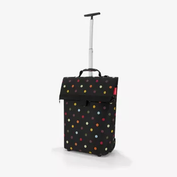 Reisenthel Trolley M boodschappentrolley tas, 43 L, polyester, zwart met stippen, 2 wielen, telescopische greep (NT7009)