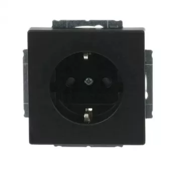 Busch-Jaeger SCHUKO stopcontactinzet, matzwart, 16A, 250V, met klepdeksel, inbouw 2CKA002013A5454