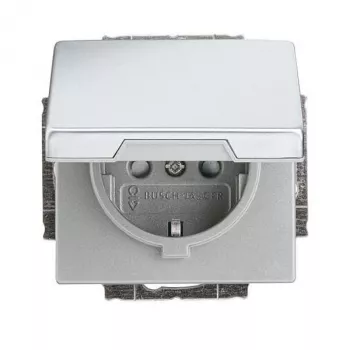 Busch-Jaeger SCHUKO stopcontactinzet, edelstaal, 16 A, 250 V, inbouw, schroefloze klemmen, kinderveiligheid 2CKA002018A1521