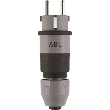 ABL 100000070 professionele SCHUKO- & Frans/Belgische hybride stekker, grijs, IP54, 16A, 250V, schroefklemmen, kabelmontage