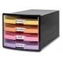 HAN IMPULS ladebox, 4 open laden, zwart/pastel, polystyreen, tot DIN C4 1013-139