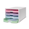 HAN IMPULS ladebox DIN A4, 4 laden, roze/paars/blauw/groen 1013-129D