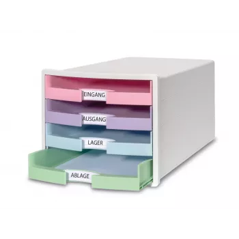 HAN IMPULS ladebox DIN A4, 4 laden, roze/paars/blauw/groen 1013-129D