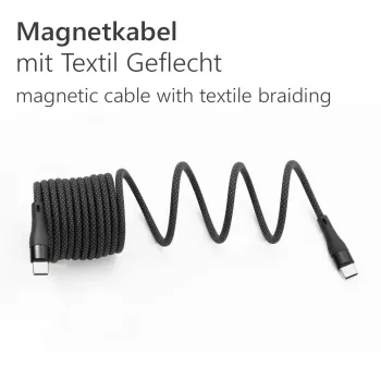 MAXTRACK C532-1L USB 2.0 spiraalkabel, USB-A naar USB-C, 1 m, zwart, vergulde contacten