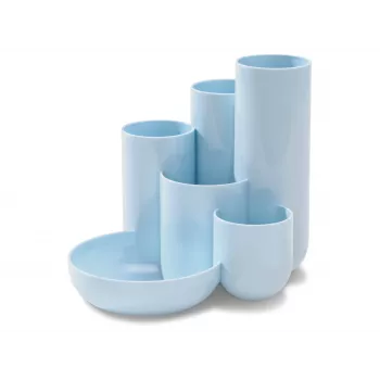 HAN CAMPUS multi-compartiment bureau-organizer, 6 vakken, polystyreen, pastelblauw, 5 buizen & 1 vak voor kleine onderdelen 17480-884
