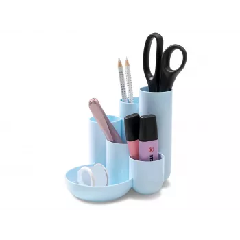HAN CAMPUS multi-compartiment bureau-organizer, 6 vakken, polystyreen, pastelblauw, 5 buizen & 1 vak voor kleine onderdelen 17480-884