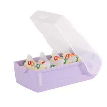 HAN CROCO A7 liggend kaartbakje, pastelpaars transparante bak met helder deksel, polypropyleen, 1 stuk 997-887